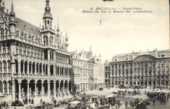 La POSTAL Bruselas de la VENDIMIA la grande coloca la casa del rey y la casa de las corporaciones va