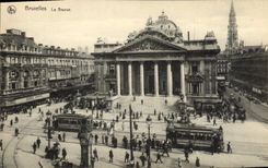 CPA Bruxelles La Bourse Tramway