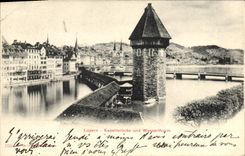 VINTAGE POSTCARD Luzern Kapelibrucke Und Wasserthurm