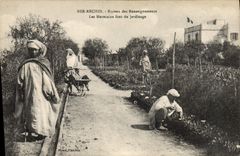 CPA Ber Rechid Bureau Des Renseignements Les Marocains Font Du Jardinage