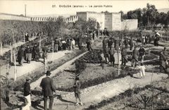 VINTAGE POSTCARD Oudjda the Militaria Public garden