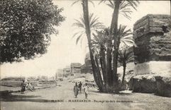 VINTAGE POSTCARD Morocco Marrakech Landscape With Of the Walls