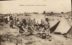 VINTAGE POSTCARD Morocco Soubb El Had the Souk With the Militaria Camp