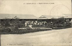 VINTAGE POSTCARD Casablanca Military hospital the Militaria Garden