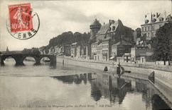 POSTAL Laval de la VENDIMIA visto en Mayenne tomada del puente de Neul