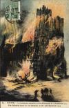 CPA Reims La Cathedrale incendiee par les allemands Militaria 1914