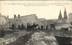 CPA La Grande Guerre Village De L'Epine Pres Chalons Entierement Detruit Sauf l'Eglise Militaria 