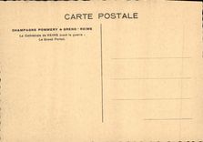 POSTAL Champán Pommery Greno Reims de la VENDIMIA la catedral de Reims antes de la guerra el arco grande del d de Jeanne de la puerta