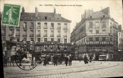 VINTAGE POSTCARD Nantes Places Royal and street of Falls Store At small Paris