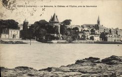 VINTAGE POSTCARD Pornic the Inhabitant of Saint Malo the Castle and the Church taken of Gourmalon