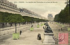 VINTAGE POSTCARD Paris the Garden of Tileries and the Street of Rivoli