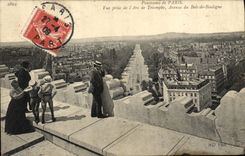 VINTAGE POSTCARD Paris Panorama of Paris Seen from of Arc de Triomphe Which occurred of the Bois de Boulogne