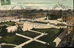 VINTAGE POSTCARD Paris New Garden of Louvre