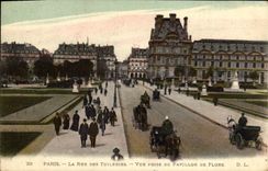 VINTAGE POSTCARD Paris the Street Of Tileries Seen from of Pavillon de Flore