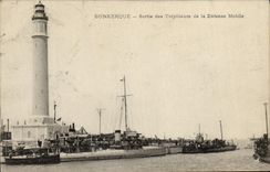 VINTAGE POSTCARD Dunkirk Left the Destroyers of Mobile Defense Boats Lighthouse