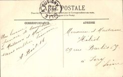 VINTAGE POSTCARD Lille the Street Faidherbe and Train station Pharmacy