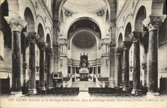 VINTAGE POSTCARD Tours Interior of the Basilica Saint Martin annual Place of pilgrimage Romance Style