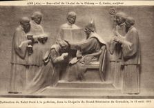 VINTAGE POSTCARD Ars Bas Relief Of the Furnace bridge Of Hunting Ordination Of the Saint Cleans With the Priesthood In La Chapelle Great seminar of