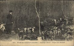 CPA Foret De Villers Cottereis Equipage Menier Hallali Aux Mazures Chasse a courre Chiens 
