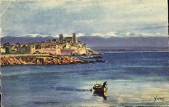 CPA La Douce France Cote D'Azur Antibes Le Fort Carre Et La Chaine Des Alpes