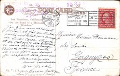 POSTAL de la VENDIMIA que mira abajo de la calle de mercado de la calle de Stockton que demuestra el banco Phelan San Francisco California de Humboldi