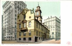 VINTAGE POSTCARD Old House State Street Boston Farmhouse