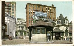 VINTAGE POSTCARD Boston Farmhouse Scollay public garden