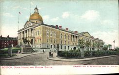VINTAGE POSTCARD Boston State House And Hooker Rules