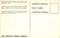 VINTAGE POSTCARD Side American World Airways Miami