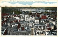 VINTAGE POSTCARD Bird' S Eye View From Custom House Tower Boston Farmhouse