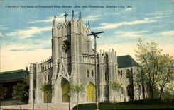 VINTAGE POSTCARD Church Off Our Lady Off Perpetual Help Hunter Ave And Broadwap Kansas City Mo