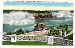 VINTAGE POSTCARD Niagara Falls American and Canadian Falls From Victoria Park