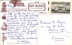 Residencias típicas de los hogares de preguerra encantadores de la POSTAL de la VENDIMIA de Vieux Carré New Orleans