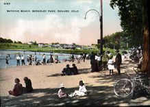 VINTAGE POSTCARD Colorado Bathing Beach Berkeley Park Denver bicycle Cycles