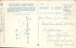 La esquina más ocupada de Chicago de la POSTAL de la VENDIMIA y calle del estado que parece del norte de la calle de Madison