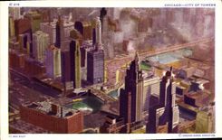 VINTAGE POSTCARD Chicago City off Towers