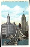 VINTAGE POSTCARD Chicago Michigan Ave North Showing Wrigley Bldg Left