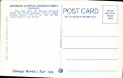 VINTAGE POSTCARD Chicago Michigan Ave North Showing Wrigley Bldg Left