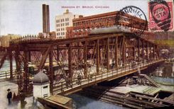 VINTAGE POSTCARD Chicago Madison St Bridge