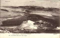 VINTAGE POSTCARD the Mount Gilds with their Pic snows of Sancy Banne of Ordenche