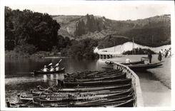VINTAGE POSTCARD Auvergne Beach of the Lake Chambon the Landing stage Boats