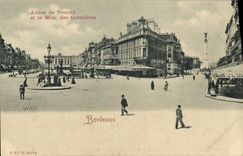 Burdeos de la POSTAL de la VENDIMIA ido de Tourny y el monumento del de Gironda unas