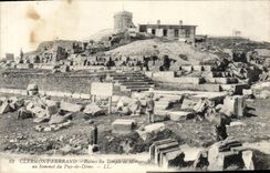 VINTAGE POSTCARD Clermont Ferrand Ruins of the Mercury Temple at the top of Puy de Dome