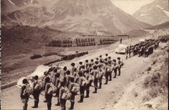 VINTAGE POSTCARD Operations Of Galibier the Final Review Militaria Alpine hunters