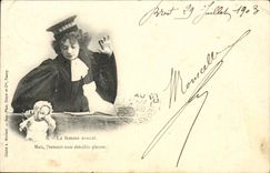 VINTAGE POSTCARD the Woman Lawyer But I Hear My Cherubin Pleurer Juge Justice