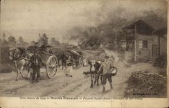 CPA Guerre 1914 Atrocites Allemandes Paysans Fuyant Devant Fincendie De Ieur Village Militaria 
