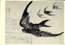MODERN CARD Vincent van Gogh Details of the flying swallows Birds