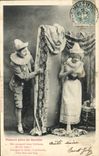 VINTAGE POSTCARD Pierrot father Woman