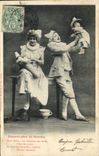 VINTAGE POSTCARD Pierrot father Woman Headstock