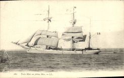 CPA Trois Mats en Pleine Mer Bateau Voilier 